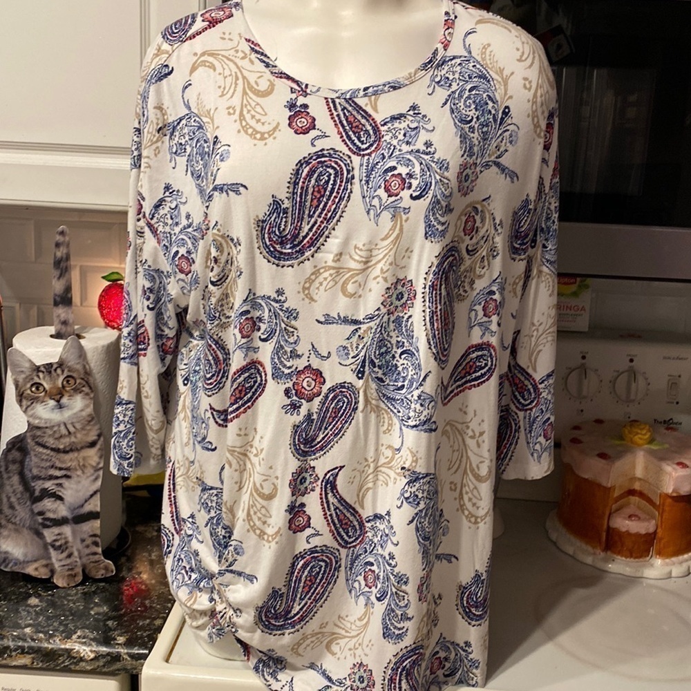 X womens Coral Bay casual stretch 3/4 sleeve plus size top 1X
